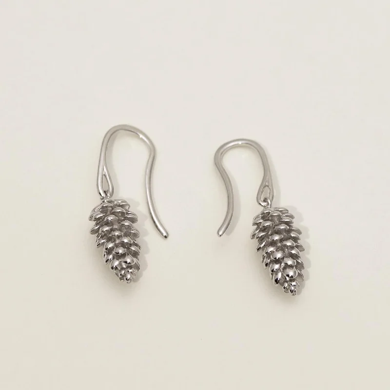 Pinecone Drop Earrings in Sterling Silver