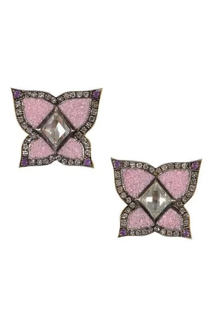 Pink Micro Mosaic Flower Studs