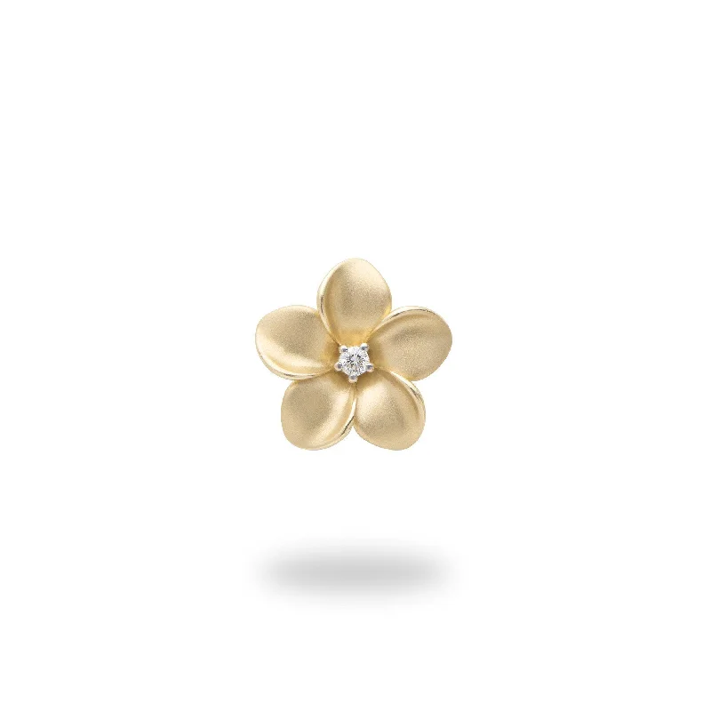 Plumeria Pendant in Gold with Diamond - 13mm