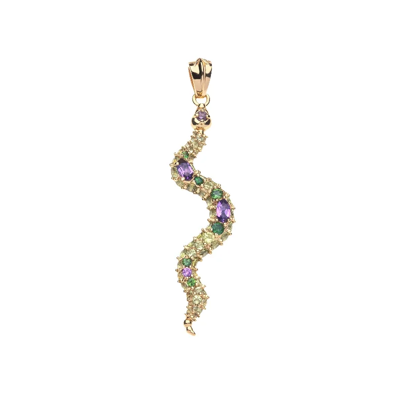 PROTECT Embellished Snake Pendant in Green