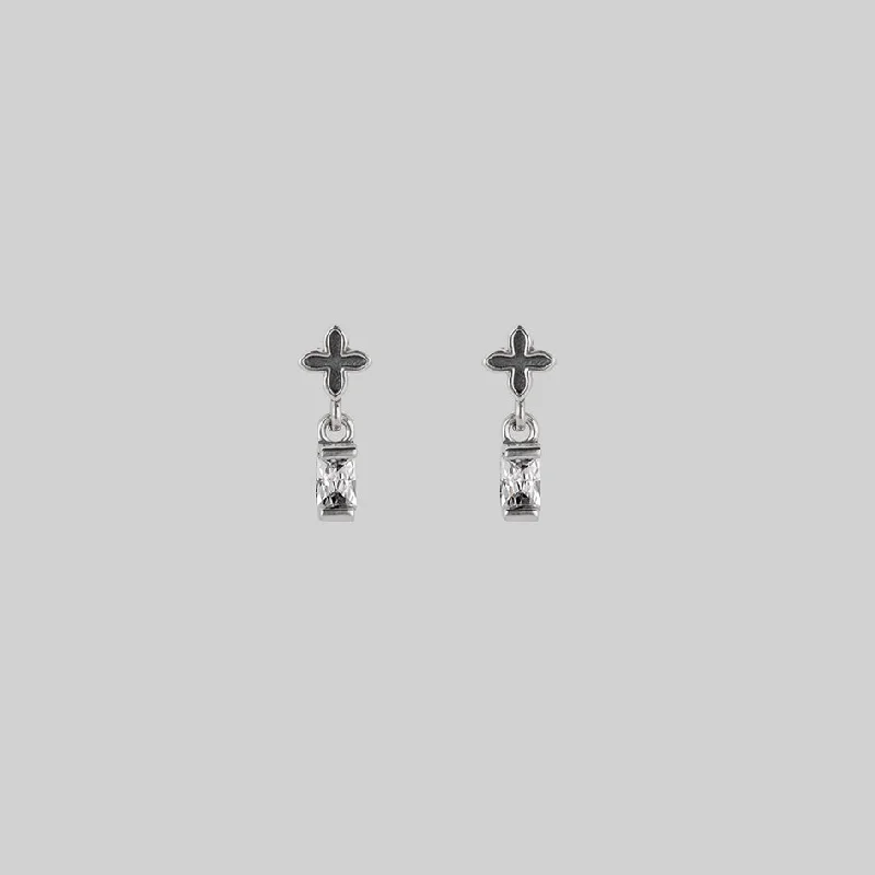 RENE. Tiny Cross & Cubic Zirconia Stud Earrings - Silver