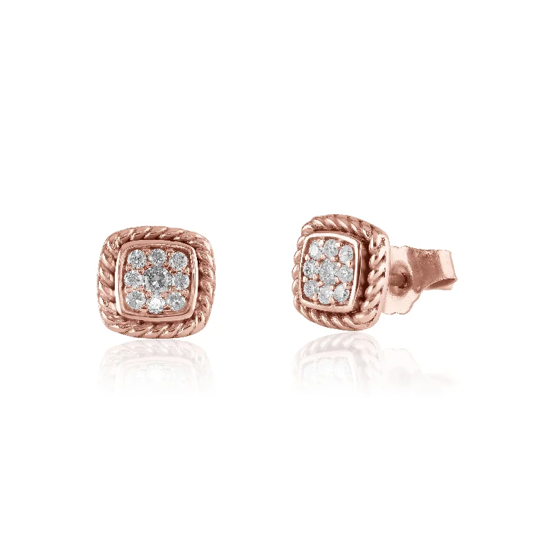 Rope Design Diamond Cluster Studs