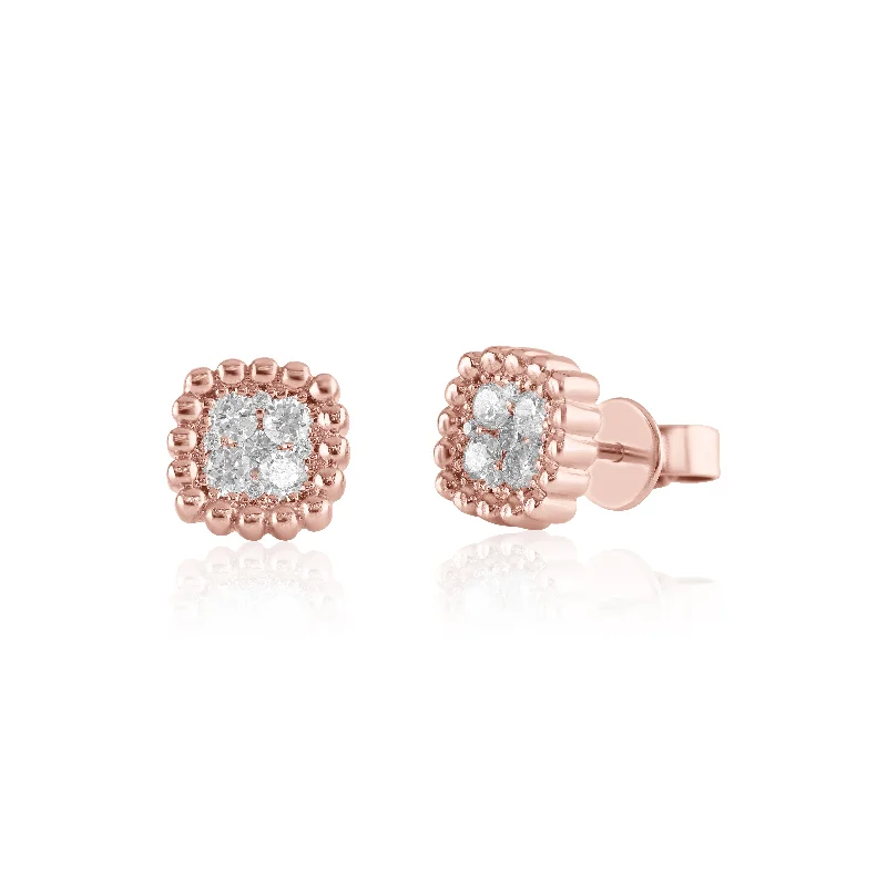 Rose Gold Diamond Cluster Studs