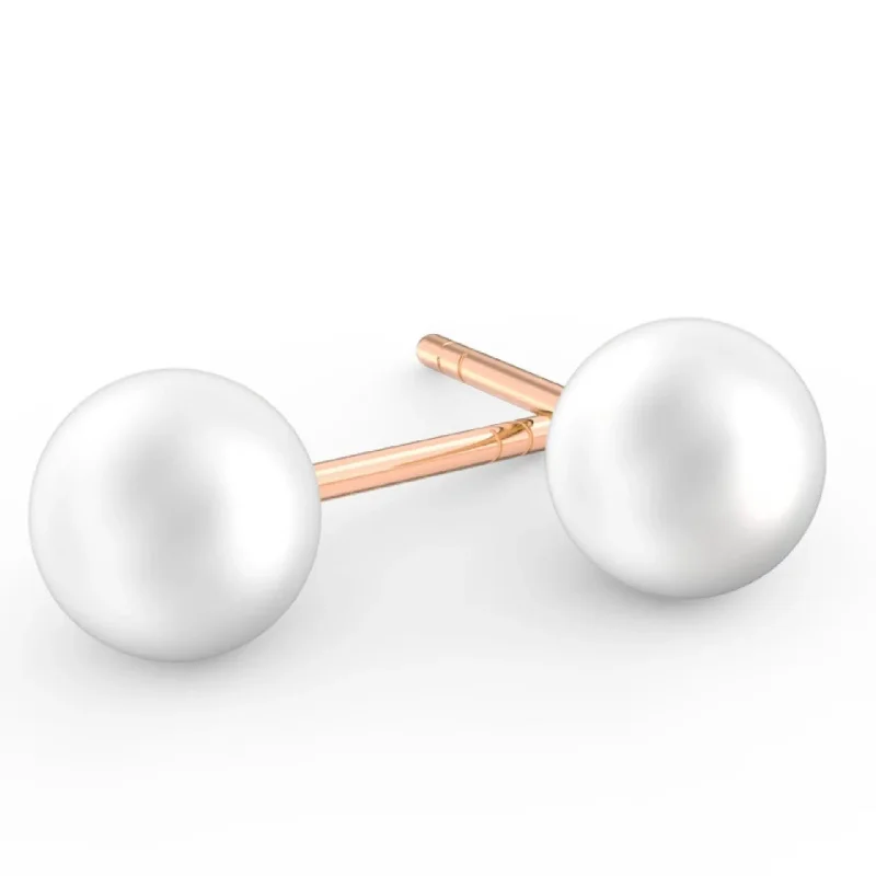 3MM Rose Gold Pearl Studs