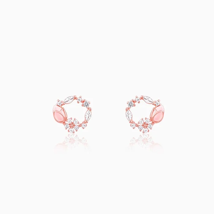 Rose Gold Drop Wreath Studs