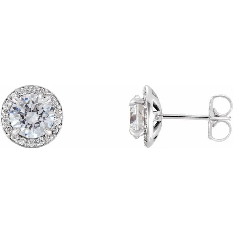 Platinum 5/8 CTW Natural Diamond Halo-Style Earrings