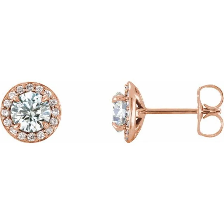 14K Rose 1 CTW Natural Diamond Halo-Style Earrings