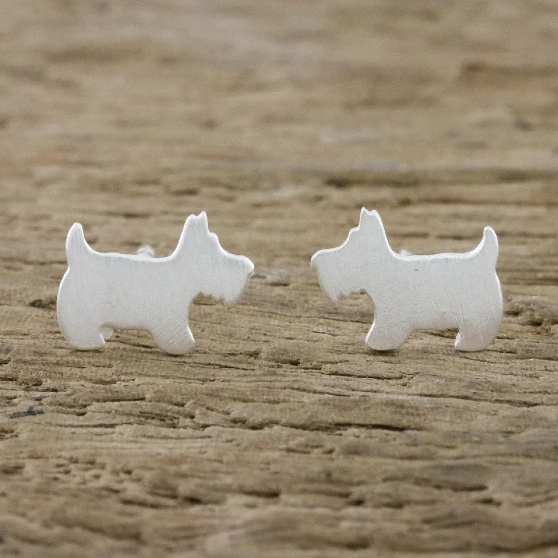 Scottish Terrier Sterling Silver Scottish Terrier Stud Earrings from Thailand