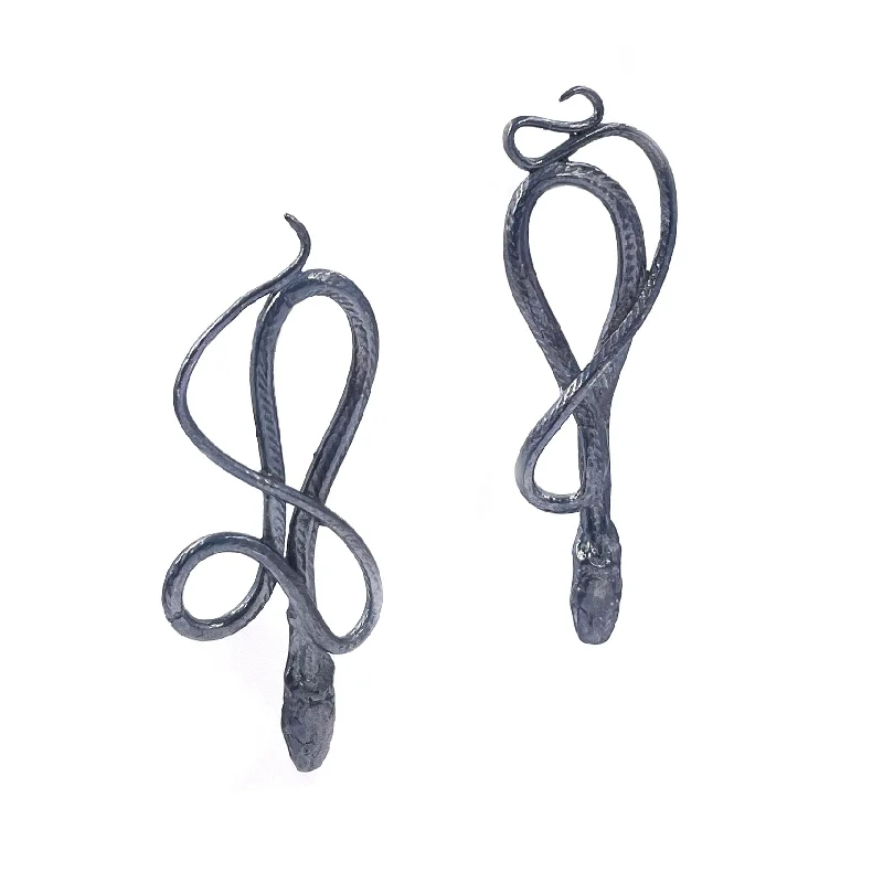 Serpentine Earrings, Silver, Medium