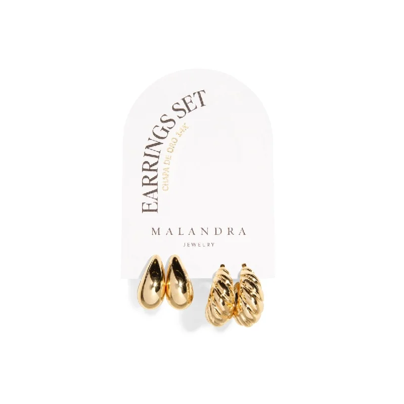 GOLDEN DROP & TWISTED EARRINGS SET