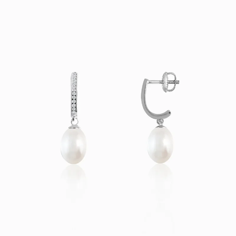 Silver Pearl Drop Earrings