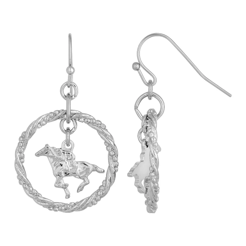 1928 Jewelry® Silver-Tone Suspended Horse Drop Earrings