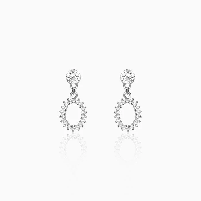 Silver Hollow Zircon Drop Studs