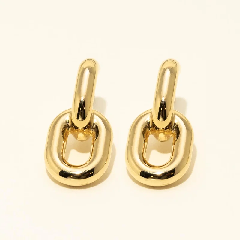 Small Oval Double Link Drop Earrings in 14kt Yellow Gold