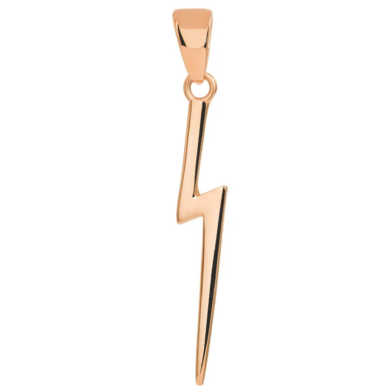 Solid 14k Rose Gold Lightning Bolt Pendant