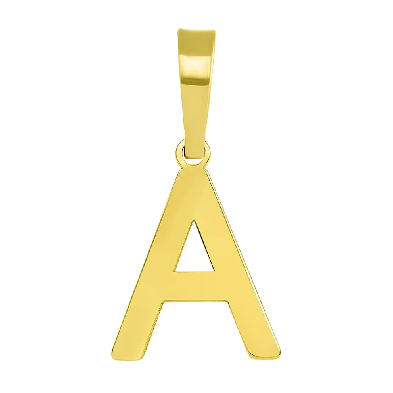 Solid 14k Yellow Gold Dainty Mini Uppercase Initial Charm Block Letter Pendant