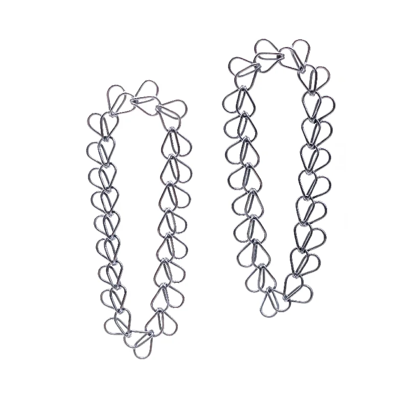 Splayed Link Arch Earrings, Silver