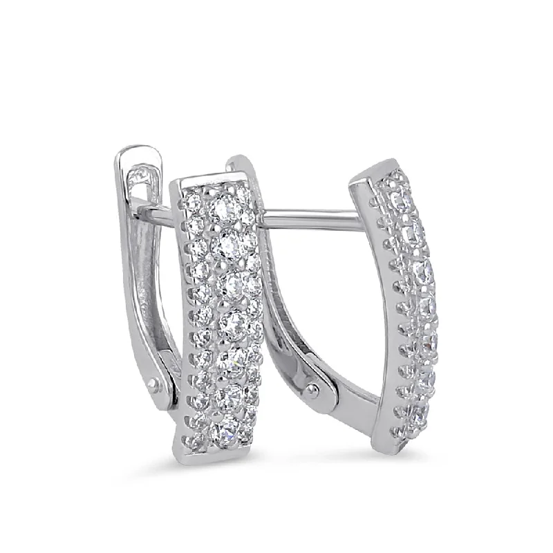 Sterling Silver Clear CZ Hoop Earrings