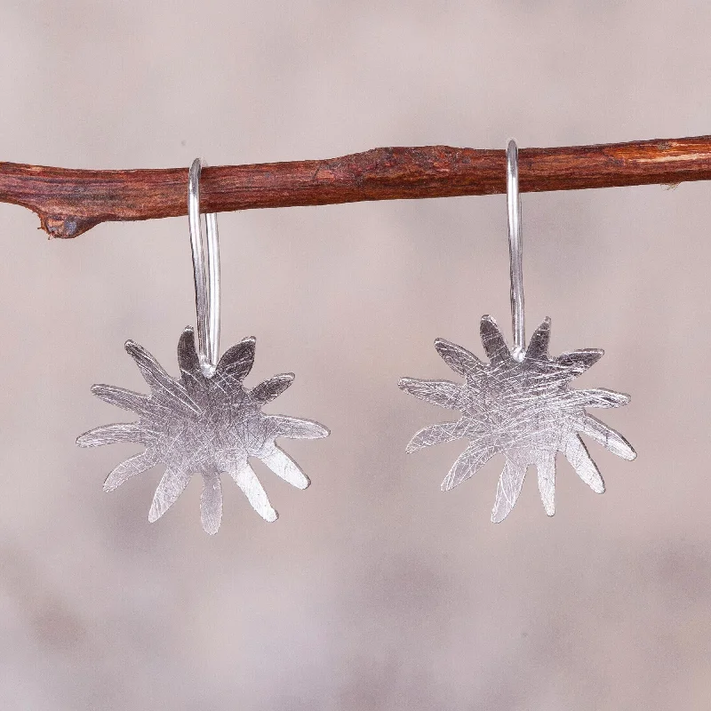 Sun Splash Sun-Shaped Sterling Silver Drop Earrings from Peru