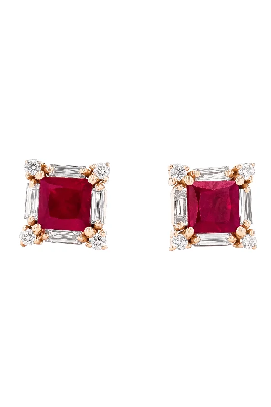 Princess Midi Ruby Stud Earrings