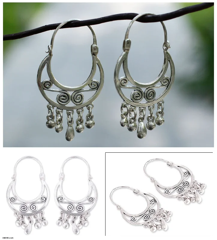 Taxco Dancer Silver Hoop Earrings