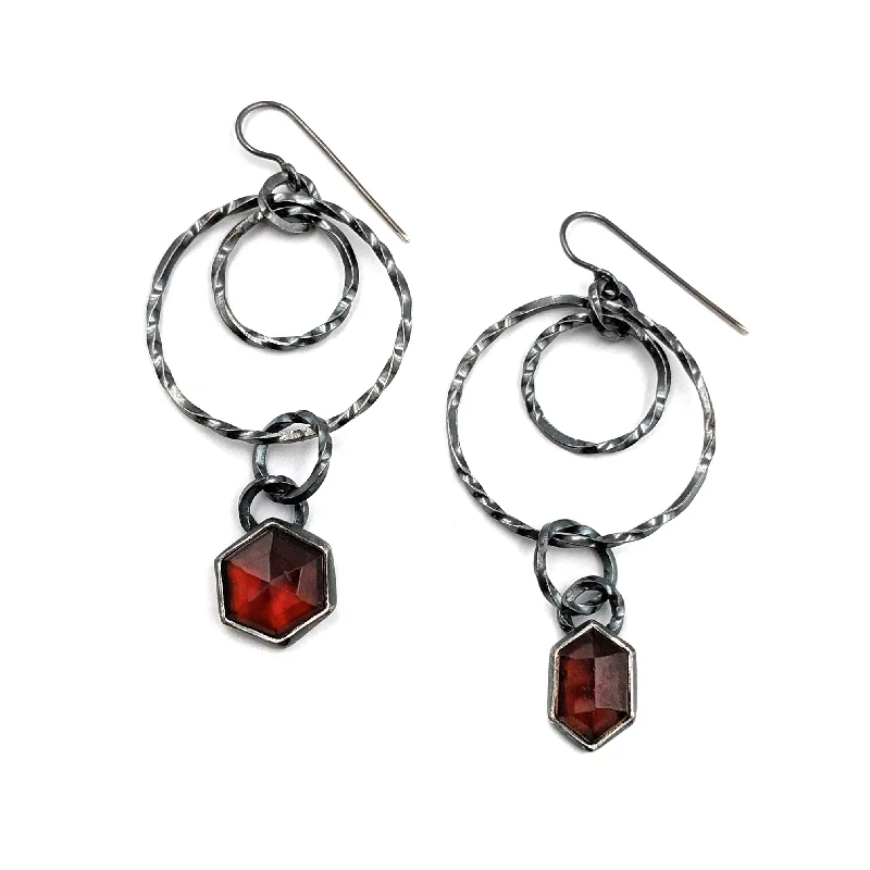 Twisted Loops Earrings, Hessonite Garnet