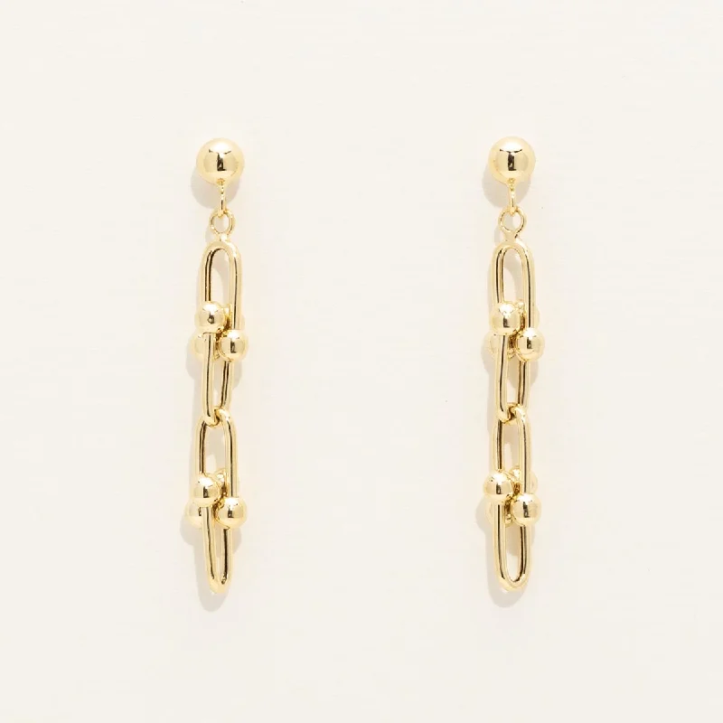 U Link Drop Earrings in 14kt Yellow Gold