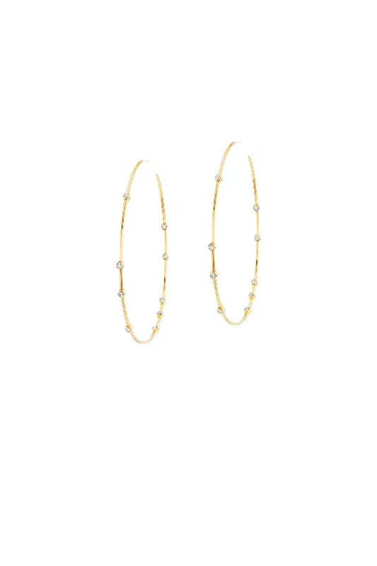 Uniform Object 2" Diamond Float Hoops Yellow Gold