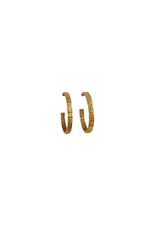 V553 The Woods Small Double Diamond Row Brass Hoops