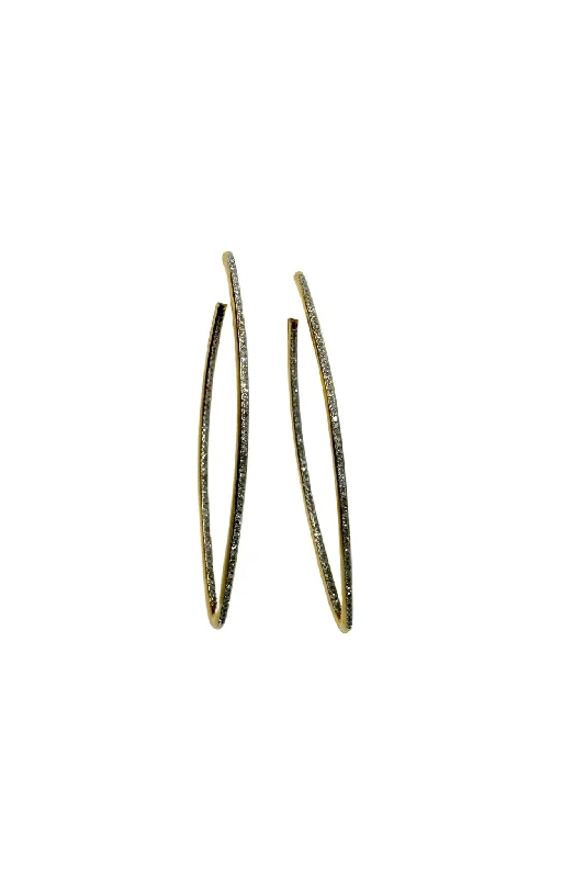 V560 The Woods Oval Diamond Pave Brass Hoops