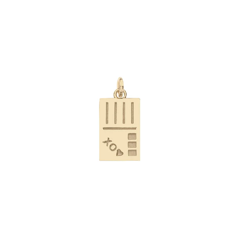 WANDERLUST Postcard Engravable Charm in Solid Gold