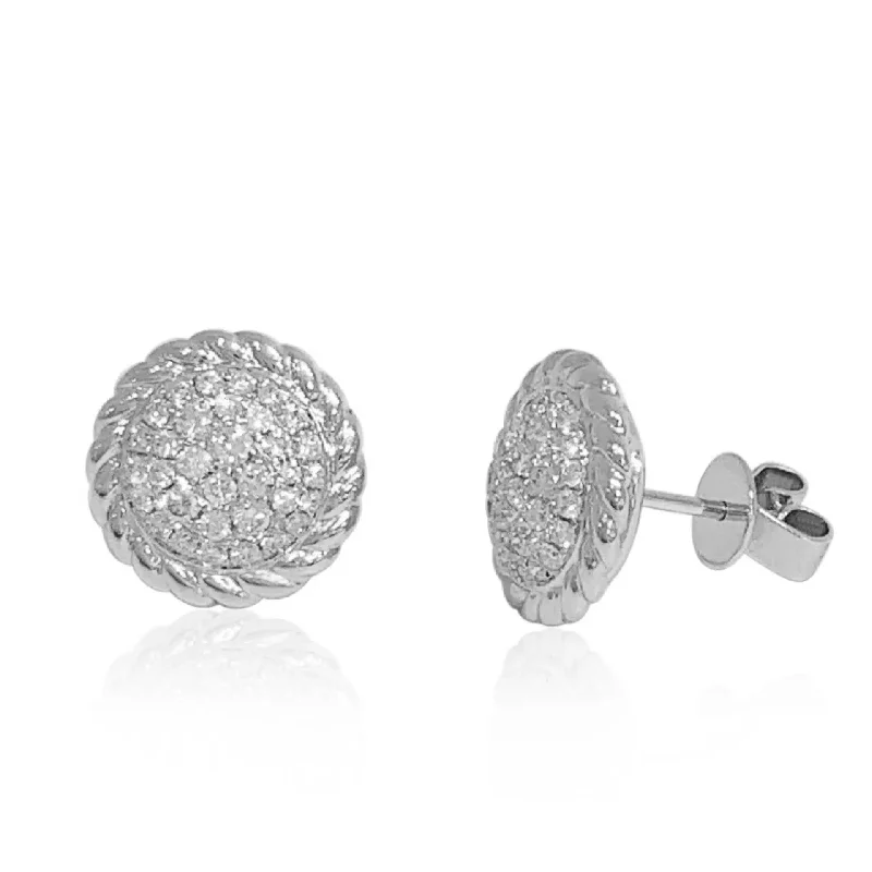 White Gold Diamond Cluster Stud Earrings