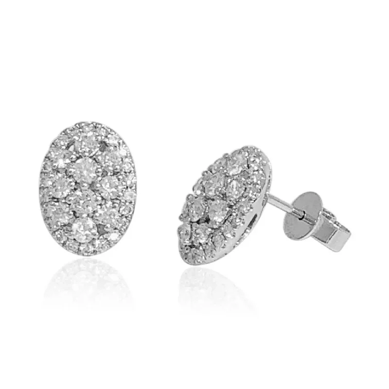 White Gold Diamond Cluster Stud Earrings