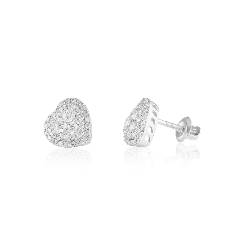 Heart Diamond Stud Earrings