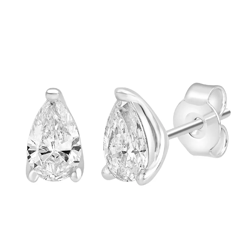 White Gold Diamond Pear Shape Studs