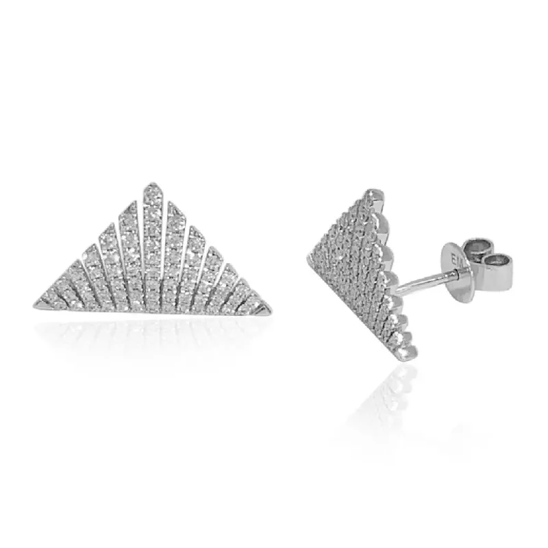 White Gold Triangle Stud Earrings