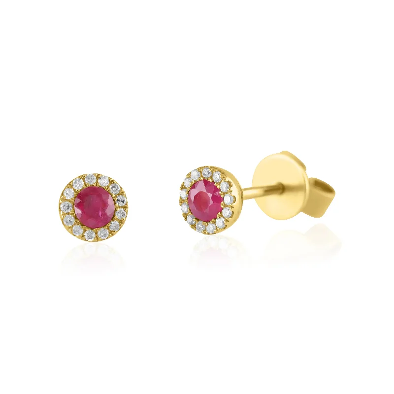 Ruby And Diamond Stud Earrings