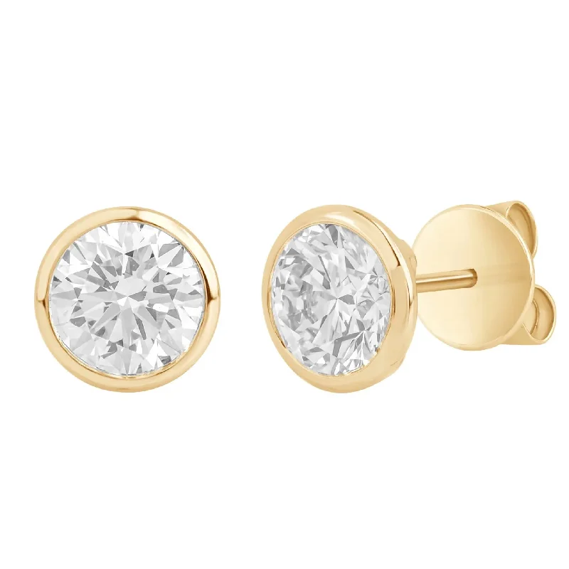 Yellow Gold Diamond Bezel Stud Earrings