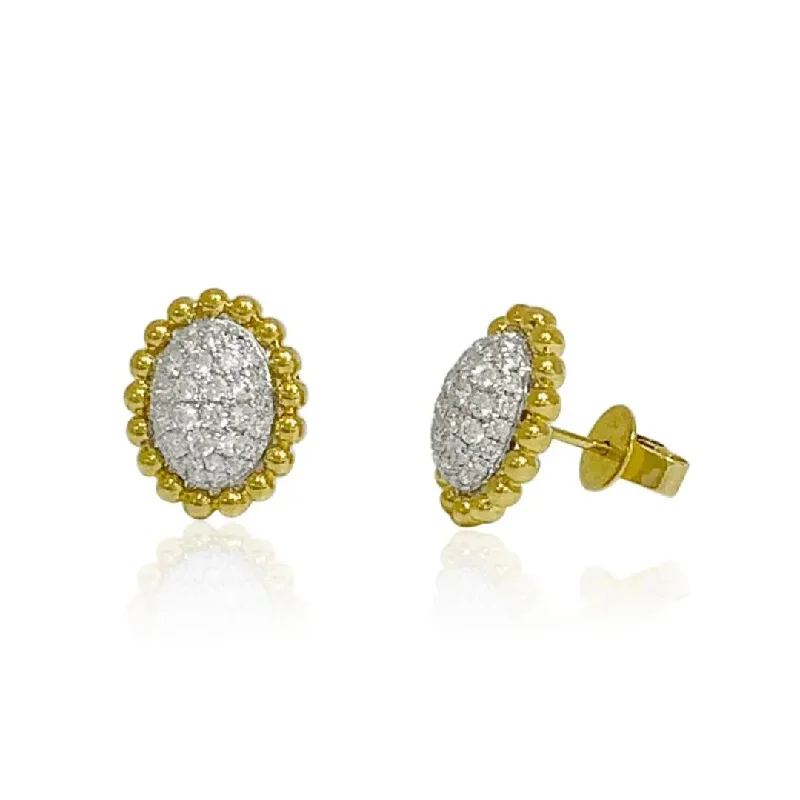 Yellow Gold Diamond Cluster Stud Earrings