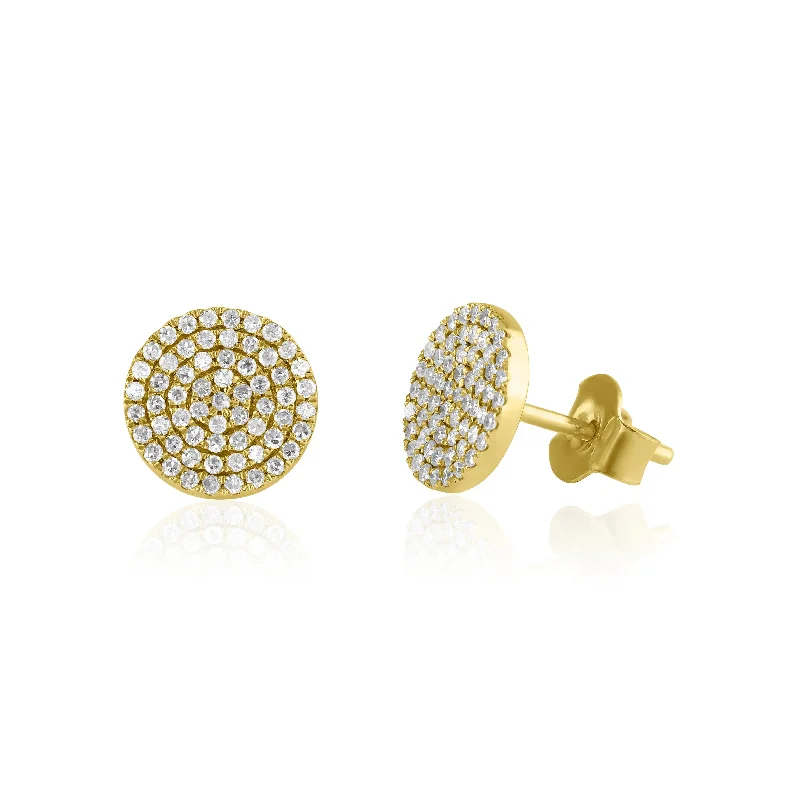 Round Diamond Cluster Stud Earrings