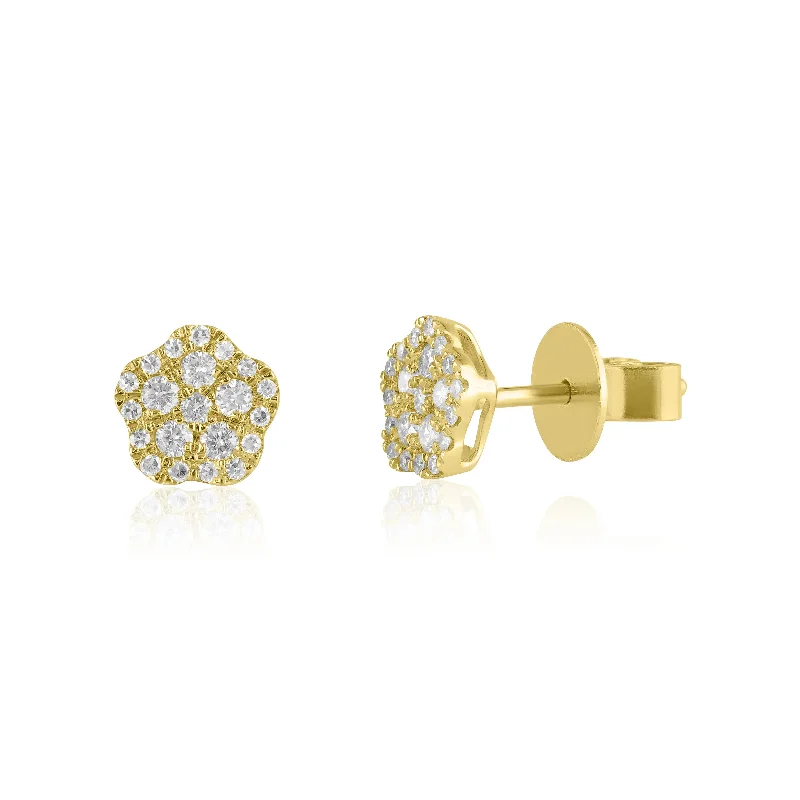 Floral Diamond Cluster Stud Earrings