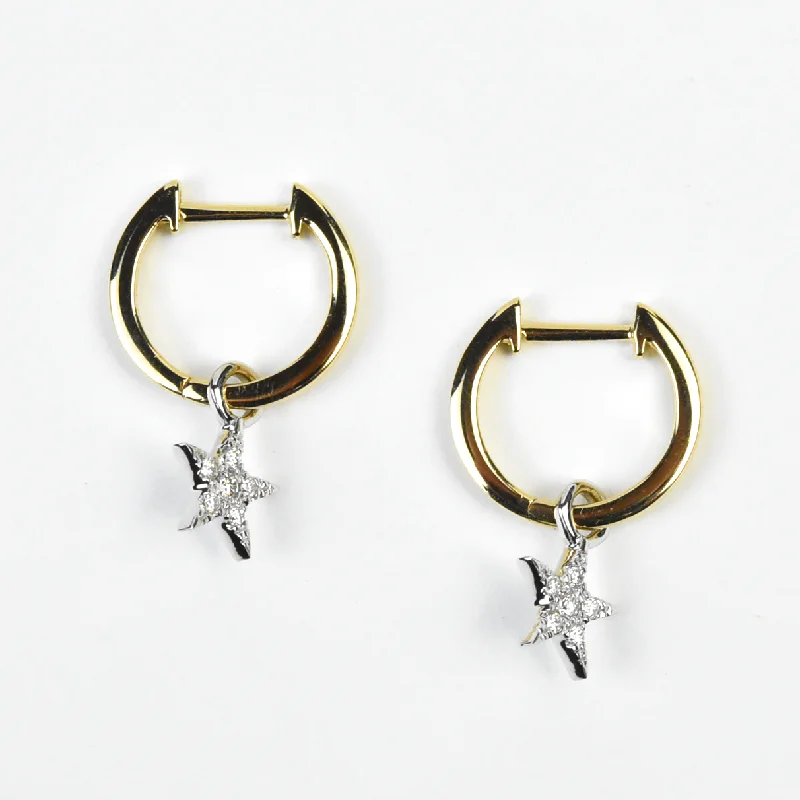 Yellow Gold Huggies with Dangling Star