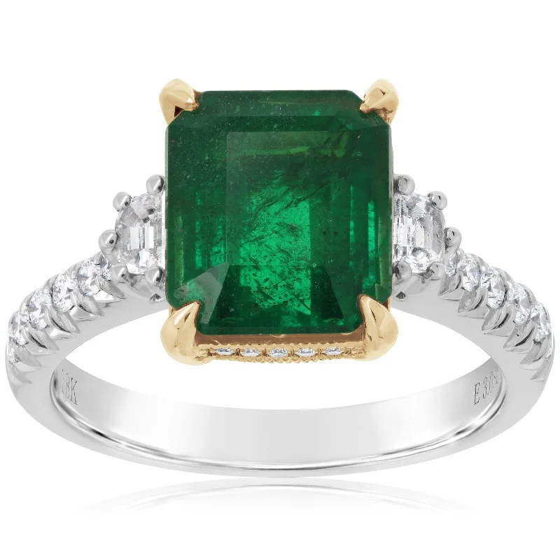 3.08 Carat Emerald & Diamond Ring