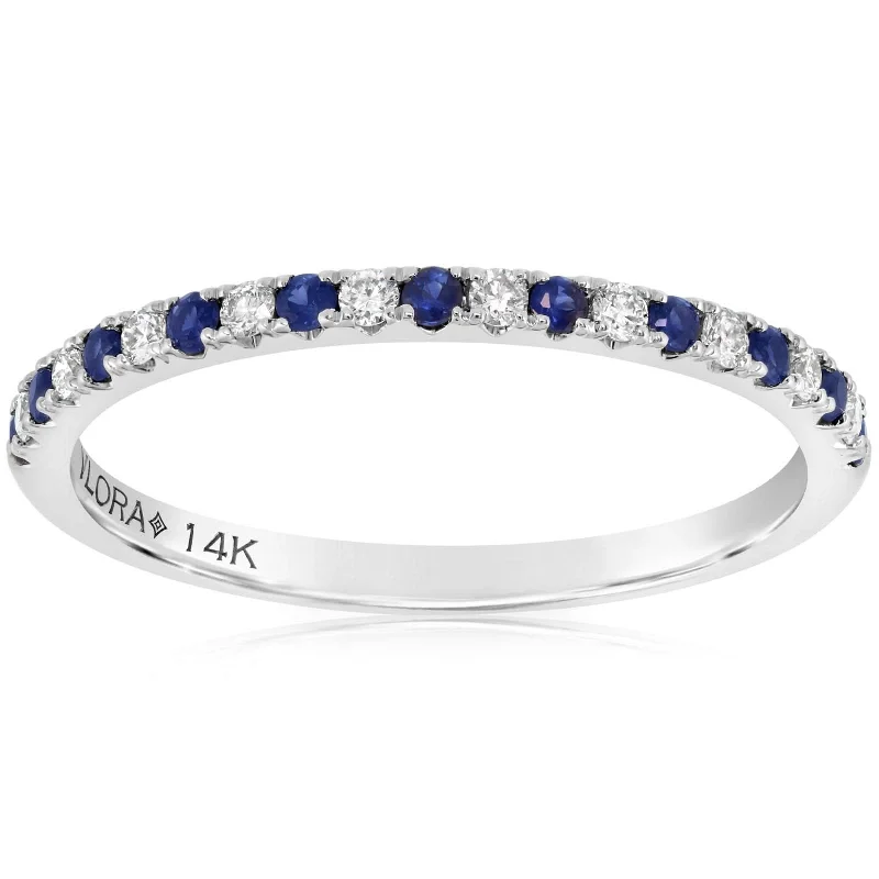 Alternating White Gold Sapphire & Diamond Band