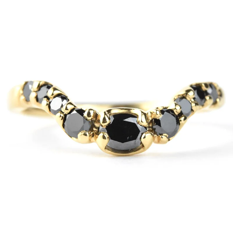 Black Diamond Band in 14k Yellow Gold