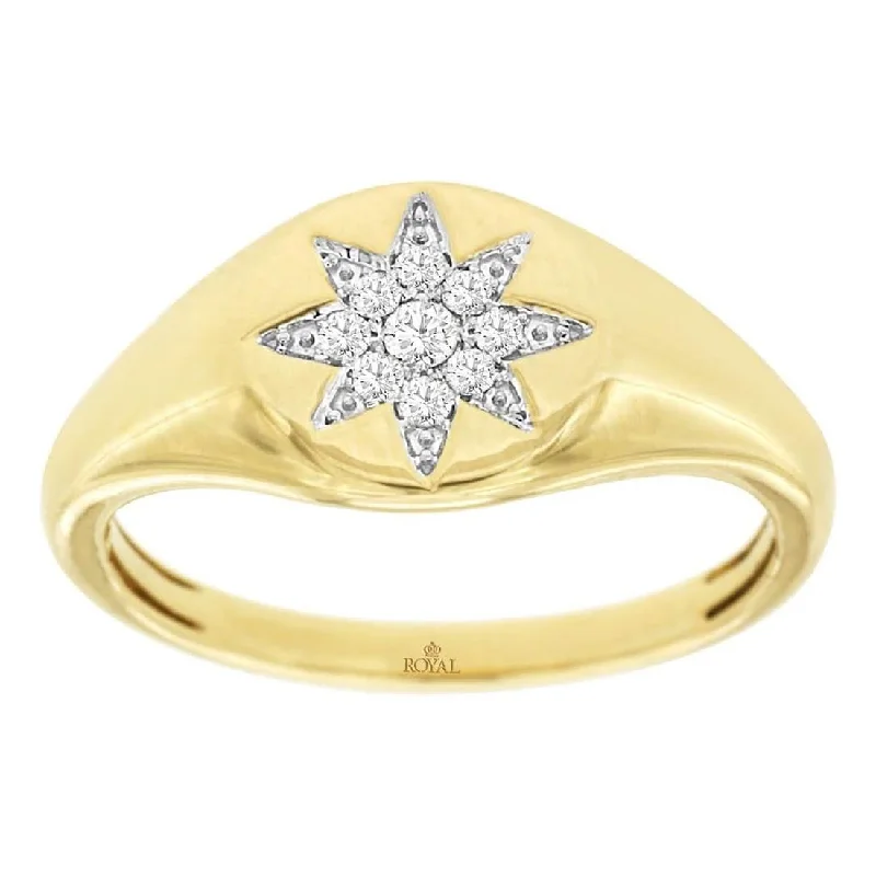 Diamond Eight-Point Star Signet Ring