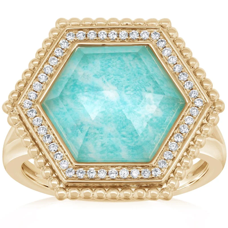 DOVES Amazonite & Diamond Ring