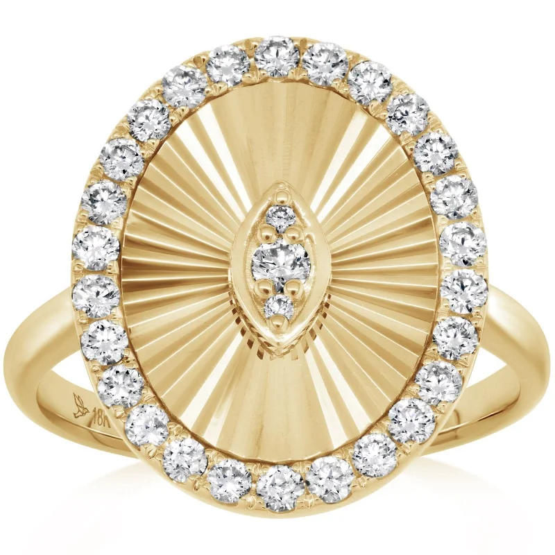 DOVES Oval Fluted Diamond Ring