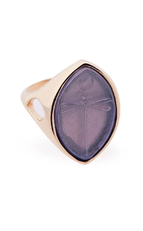 Dusk Dragonfly Intaglio Signet Ring