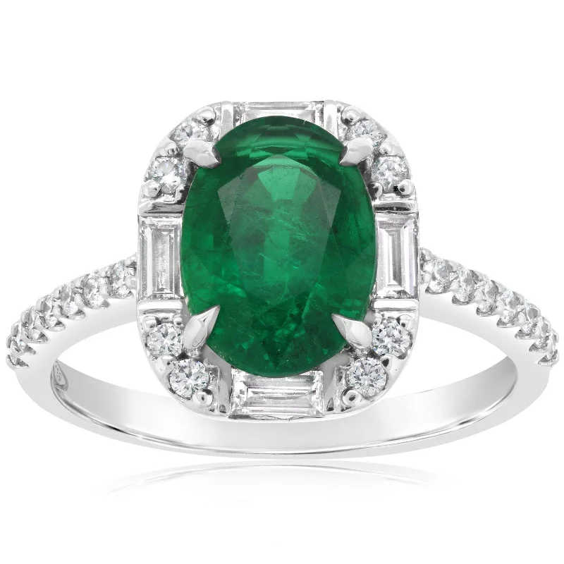 Emerald & Mixed Cut Diamond Ring